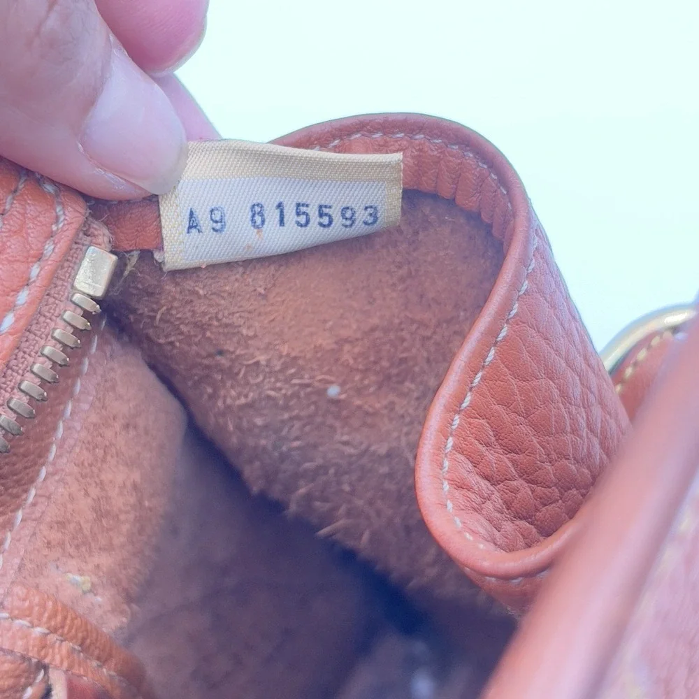 Dooney & Bourke Brown Pebbled Satchel Top Handle Bag Gold Hardware Zip Strap